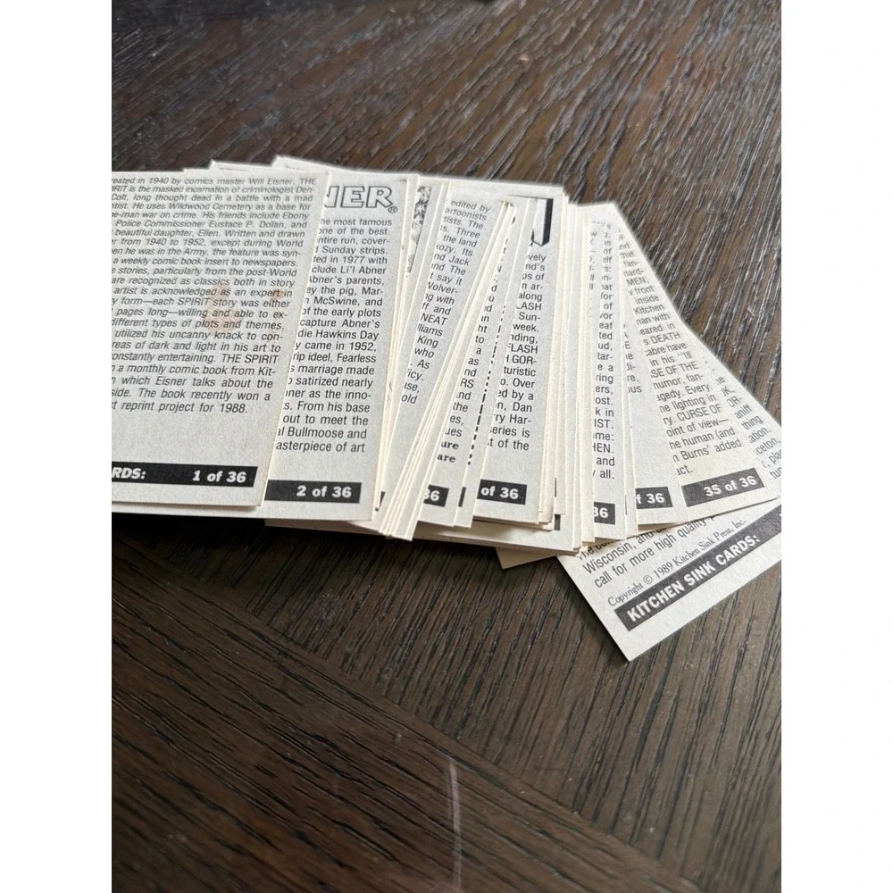 Kitchen Sink Press 20th Anniversary Trading Card Set 1989 R Crumb Will Eisner 36